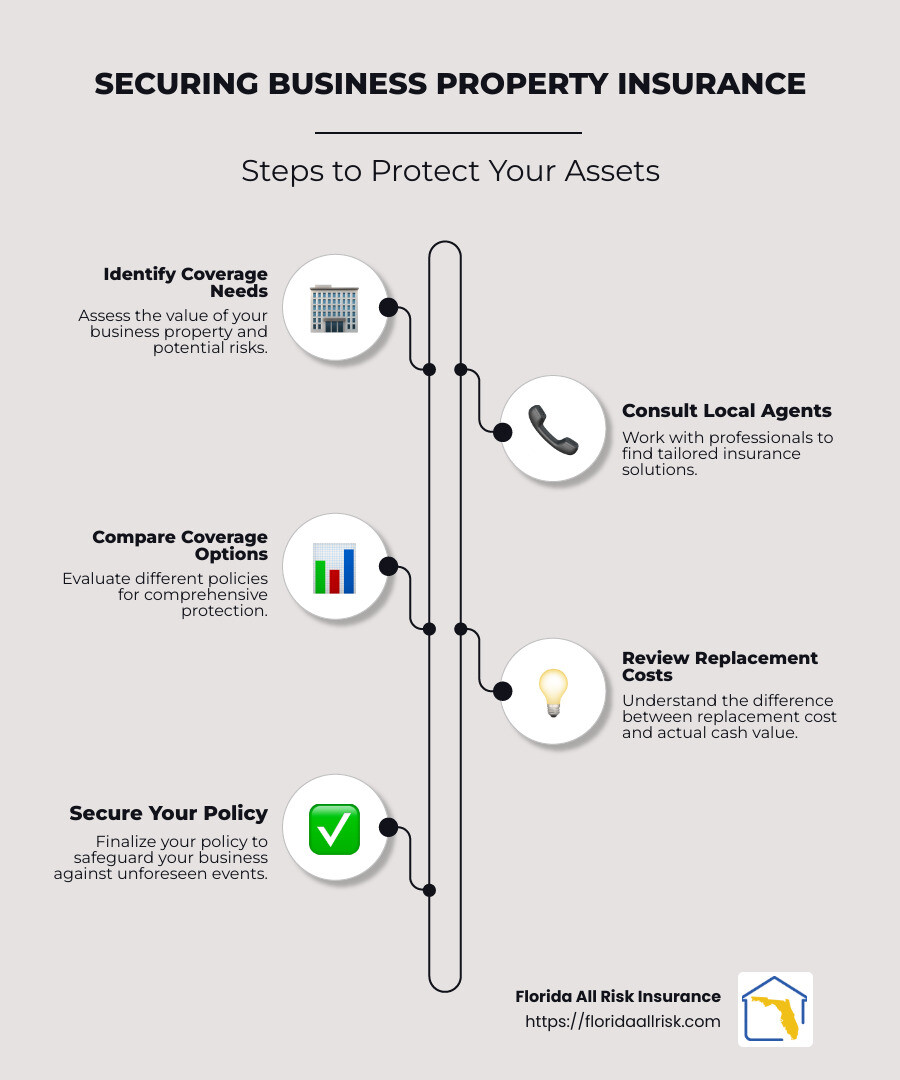 infographic explaining components of business property insurance - business property insurance near me infographic infographic-line-5-steps-neat_beige