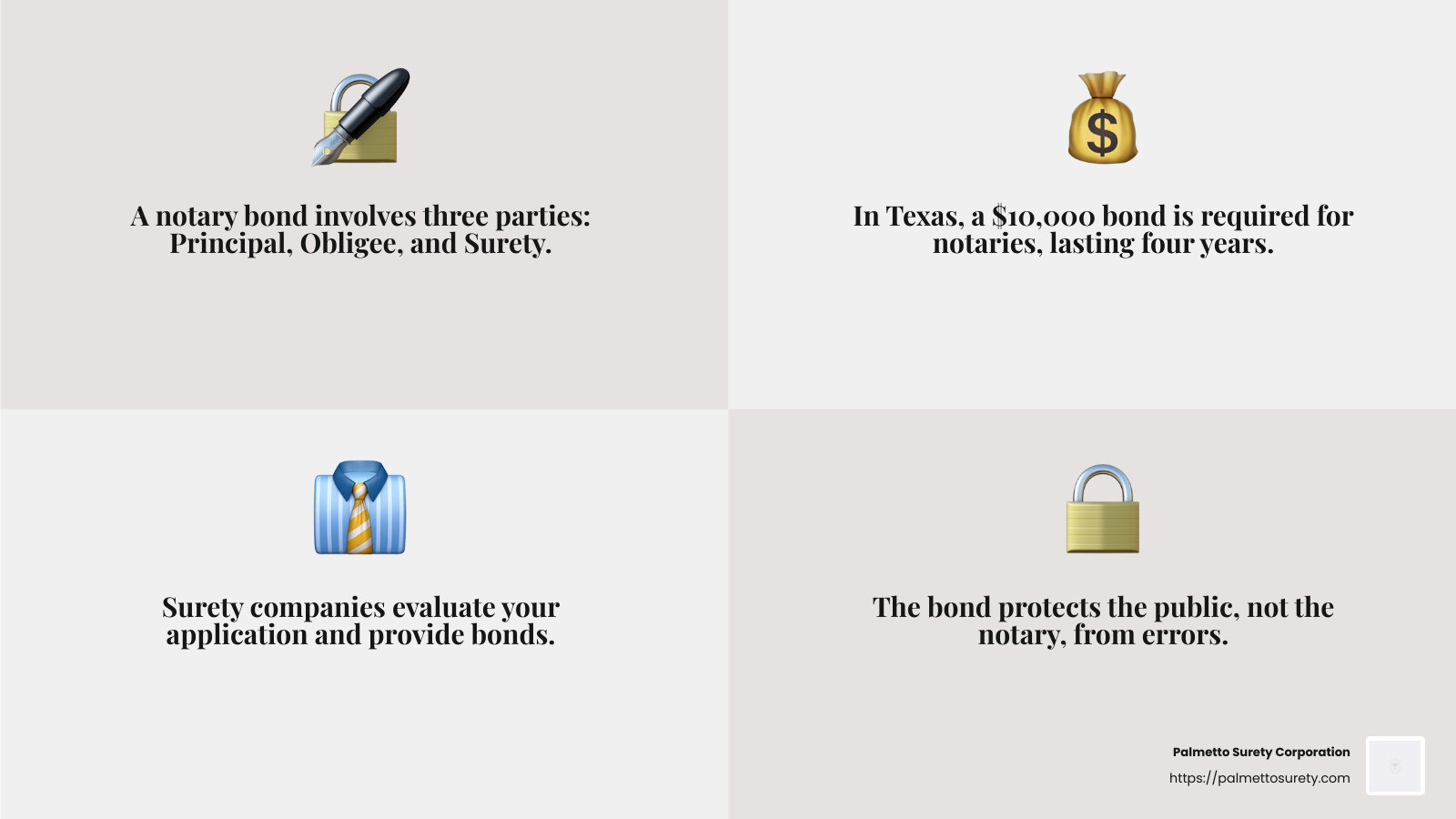 Understanding the role of surety companies - how to file a notary bond in texas infographic 4_facts_emoji_grey Understanding the role of surety companies - how to file a notary bond in texas infographic 4_facts_emoji_grey