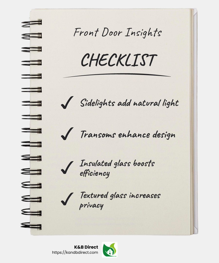 Benefits of Sidelights - front door with side panel infographic checklist-notebook