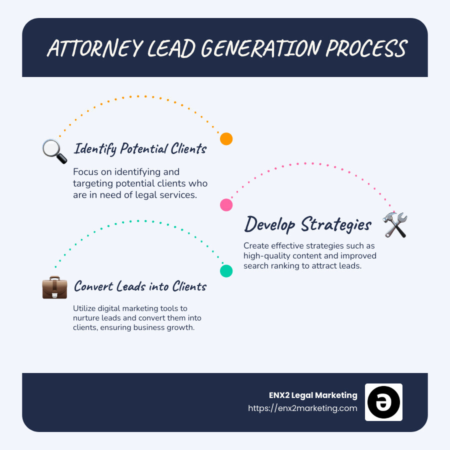 Attorney lead generation process infographic with stages, benefits, and outcomes - Attorney lead generation infographic infographic-line-3-steps-blues-accent_colors Attorney lead generation process infographic with stages, benefits, and outcomes - Attorney lead generation infographic infographic-line-3-steps-blues-accent_colors