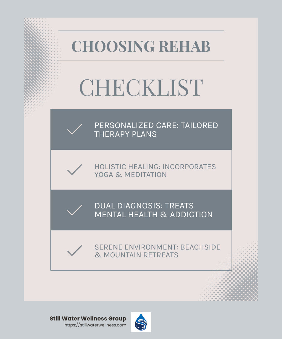 Choosing the Right Rehab Center - drug rehab centers in orange county infographic checklist-light-blue-grey
