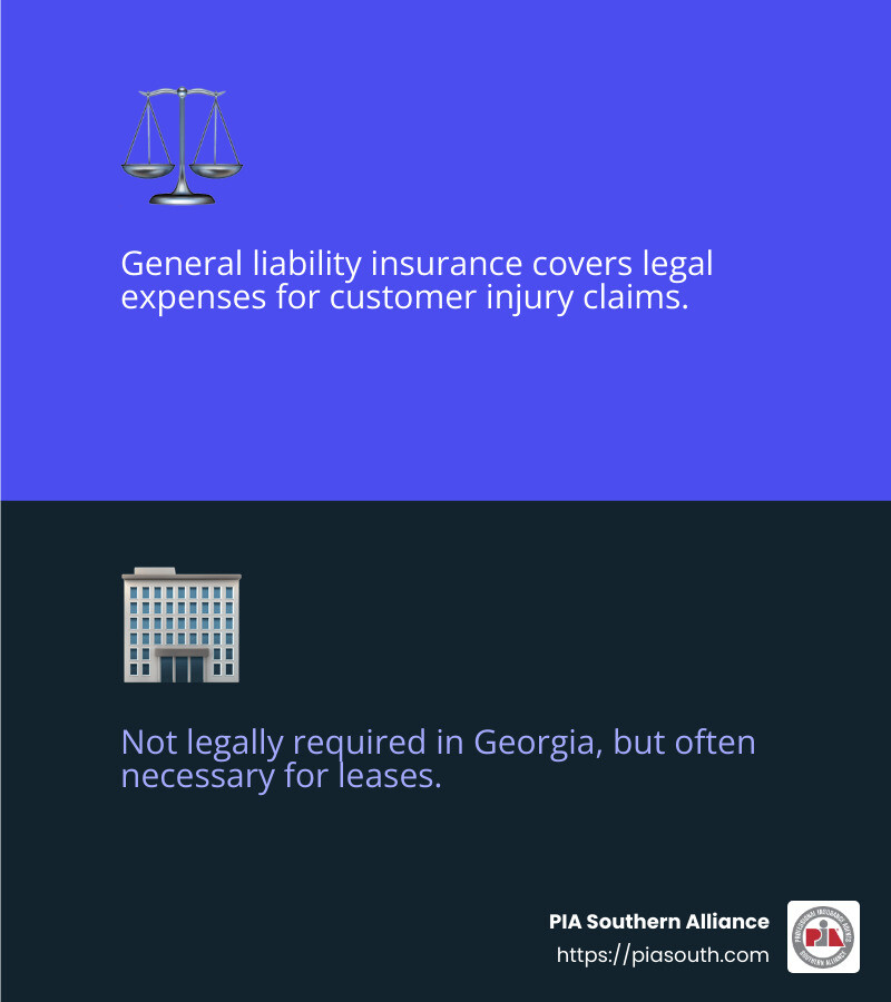 0e48c43dc745ed38a72ccce0c0836c37e35474ae Georgia on Your Mind: Small Business Insurance Essentials Explore Small business insurance Georgia: protect your business with essential coverage and make informed decisions with expert insights. General liability insurance protects businesses from financial losses due to lawsuits. - Small business insurance Georgia infographic 2_facts_emoji_blue