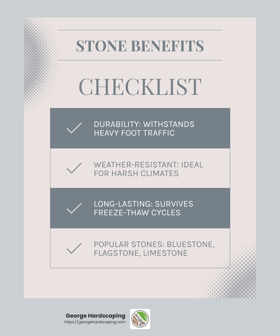 Durability of natural stone - natural stone steps ideas infographic checklist-light-blue-grey