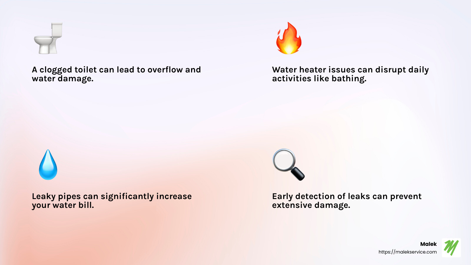 Plumbing emergencies can lead to serious property damage if not addressed quickly. - emergency plumbing jersey village infographic 4_facts_emoji_light-gradient