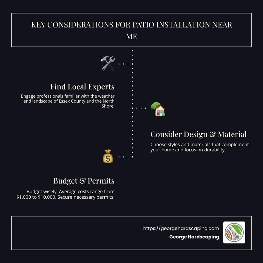 Overview of Local Patio Installation Options and Considerations - Patio installation near me infographic infographic-line-3-steps-dark