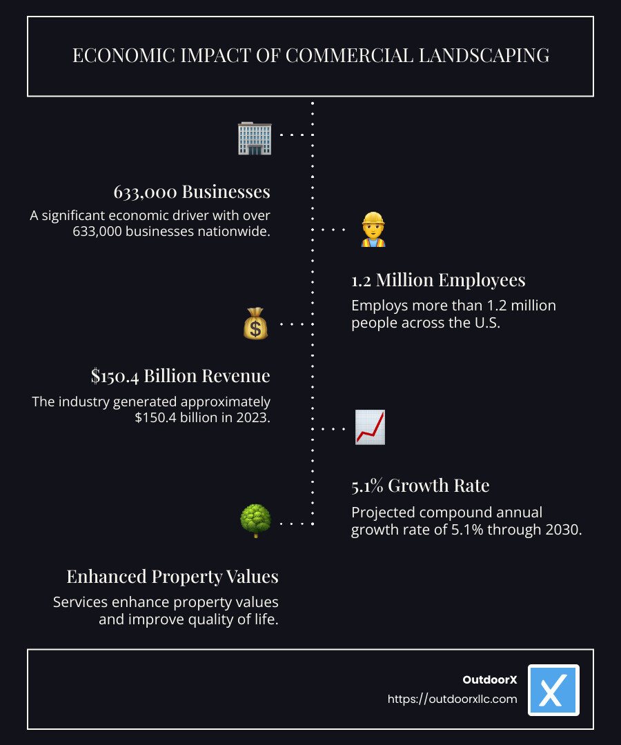 Infographic about Economic Impact of Commercial Landscaping - commercial landscape companies infographic infographic-line-5-steps-dark