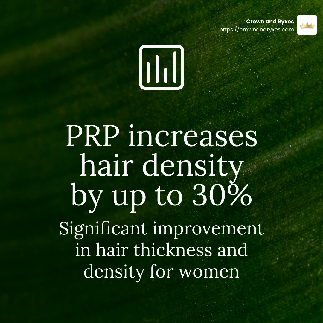 PRP increases hair density by up to 30% - prp hair treatment woman infographic simple-stat-green