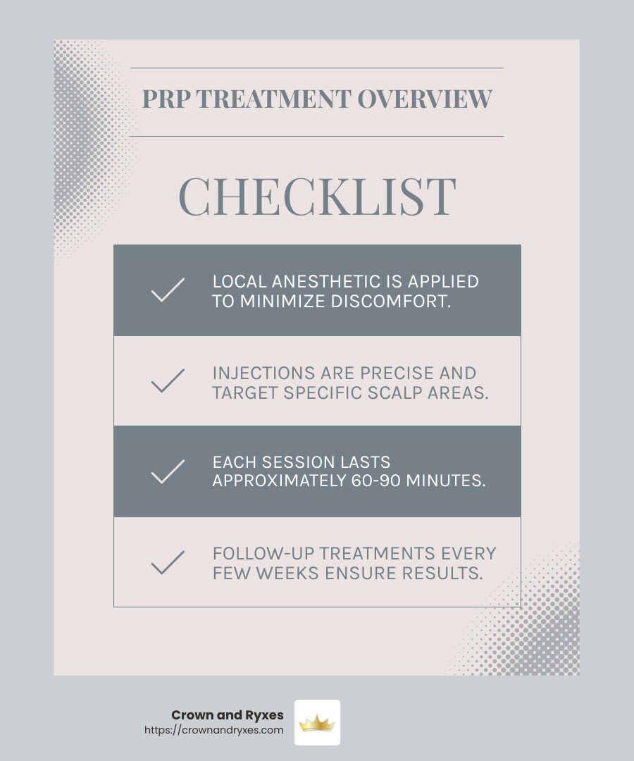 PRP hair treatment process - simple and effective - prp hair treatment woman infographic checklist-light-blue-grey