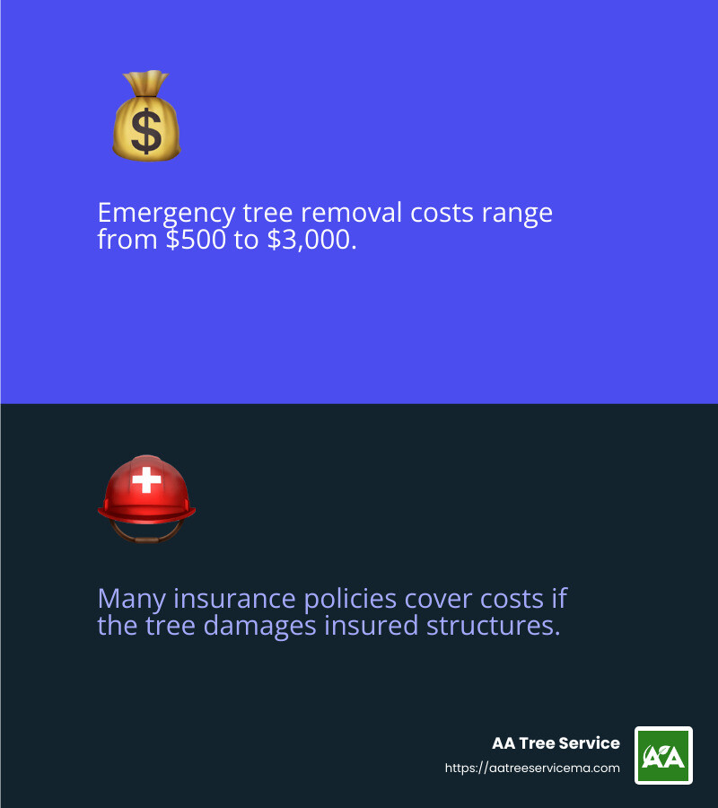 Average cost range for emergency tree removal services - Emergency tree removal service infographic 2_facts_emoji_blue