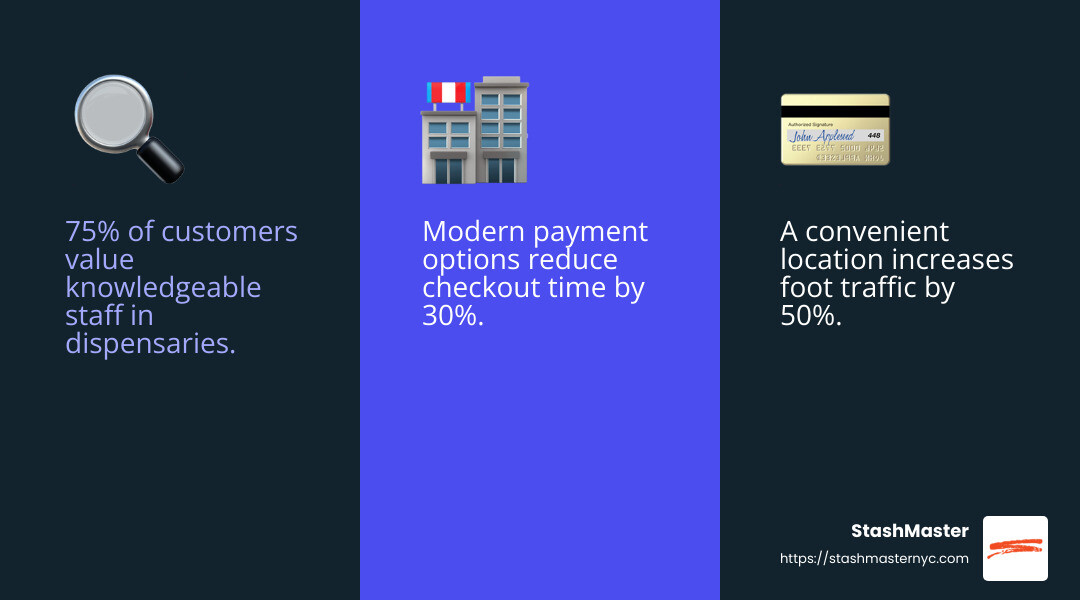 Knowledgeable staff ready to assist you - bedford dispensary infographic 3_facts_emoji_blue