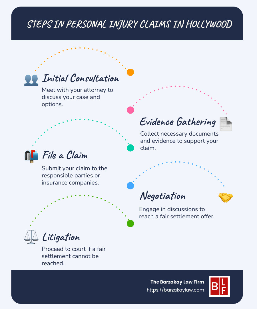 Steps in Personal Injury Claims in Hollywood - hollywood personal injury attorney infographic infographic-line-5-steps-blues-accent_colors