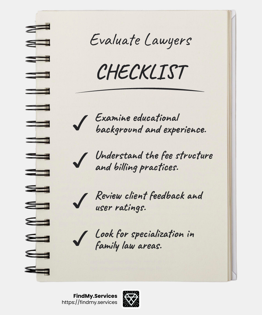 User reviews can offer insights into an attorney's reliability and expertise. - family law experts near me infographic checklist-notebook