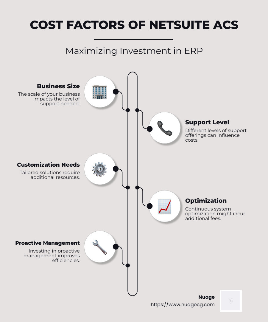 Detailed Breakdown of NetSuite ACS Services and Benefits - netsuite acs cost infographic infographic-line-5-steps-neat_beige