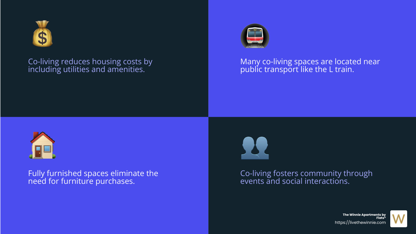 Chicago's vibrant co-living community - co-living communities chicago infographic 4_facts_emoji_blue