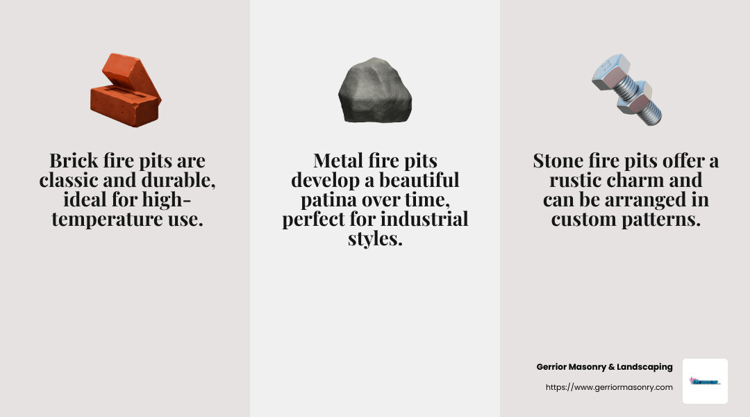 Fire pit materials comparison - fire pit design infographic 3_facts_emoji_grey
