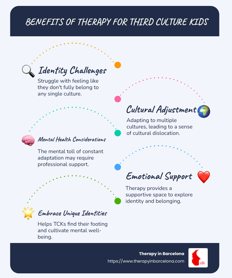 Infographic on Therapy for Third Culture Kids - Therapy for Third Culture Kids infographic infographic-line-5-steps-blues-accent_colors