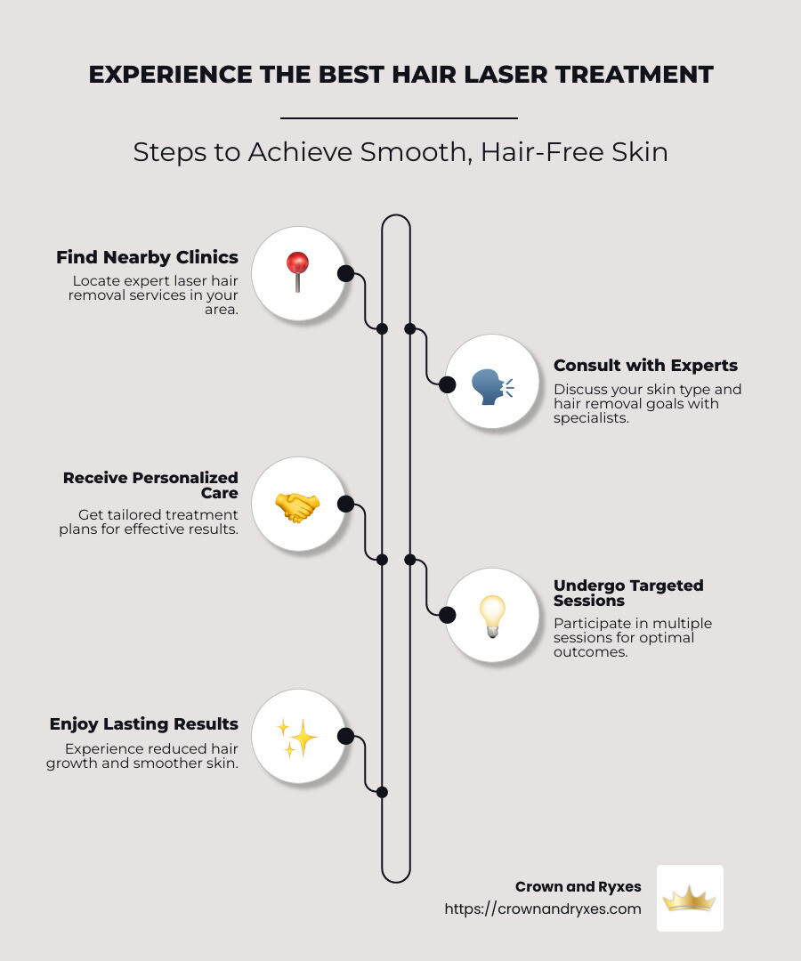 Infographic detailing local expert providers, treatment benefits, and nearby locations - best hair laser treatment near me infographic infographic-line-5-steps-neat_beige