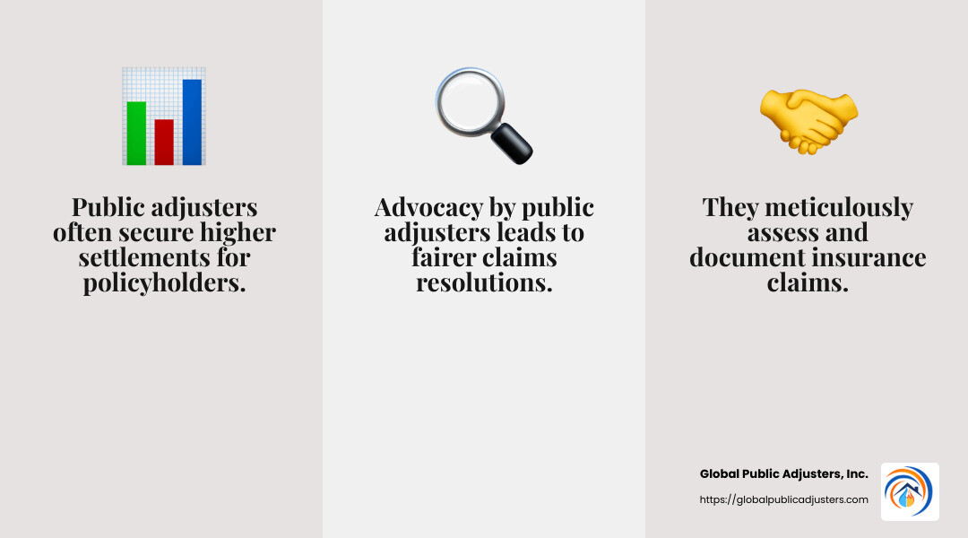 Stat about higher payments for claims handled by public adjusters - public adjuster near me infographic 3_facts_emoji_grey