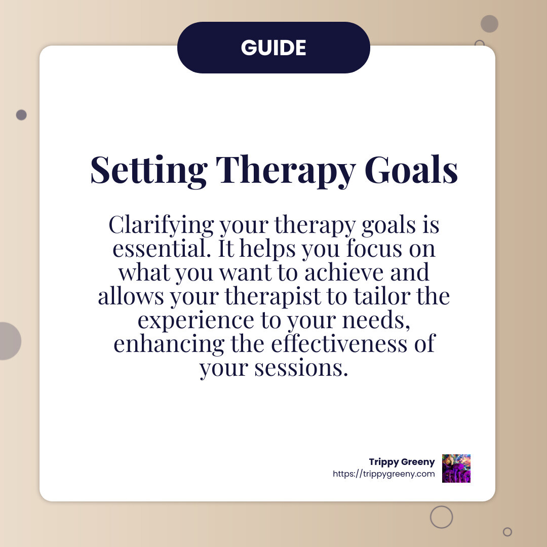 Setting therapy goals is crucial for a focused healing journey. - psychedelic therapy near me infographic simple-info-card