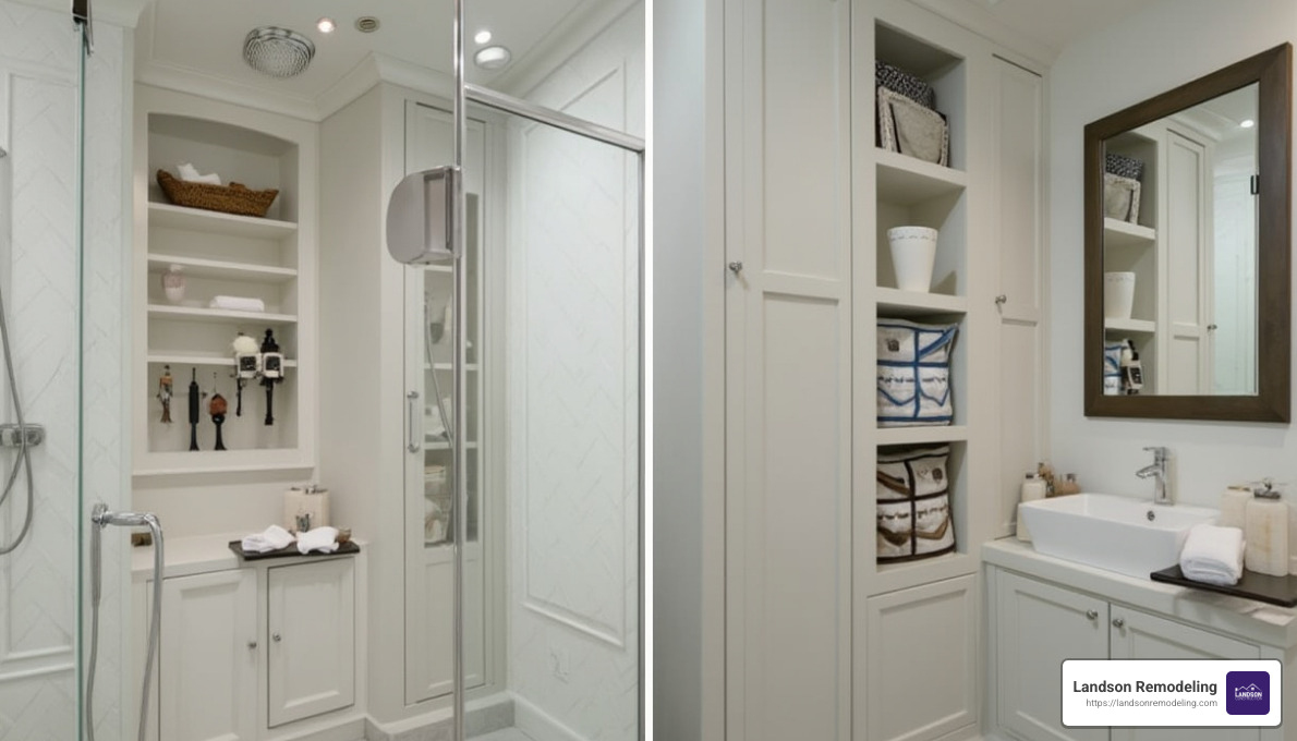 Built-in storage example - simple bathroom designs for small spaces