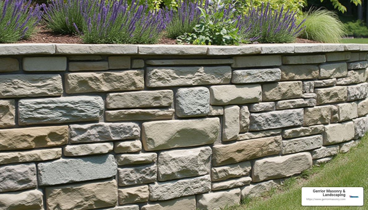 Natural stone retaining wall - Rock wall landscaping