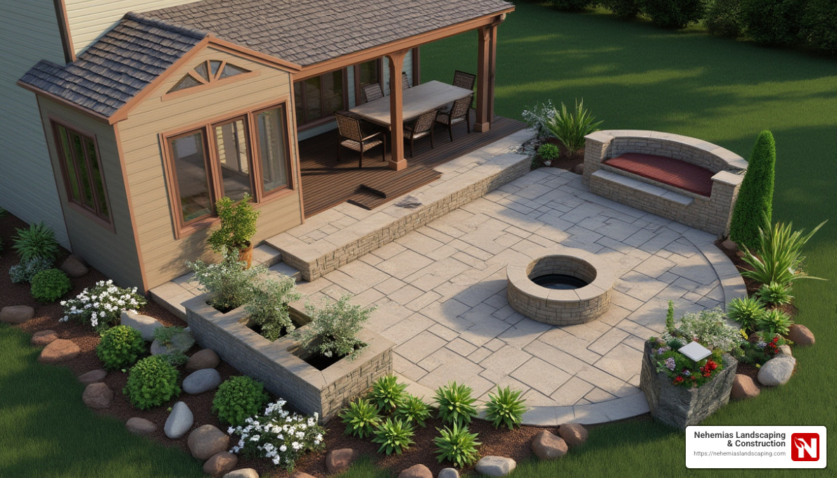 3D Rendering of a Custom Patio Design - custom patios
