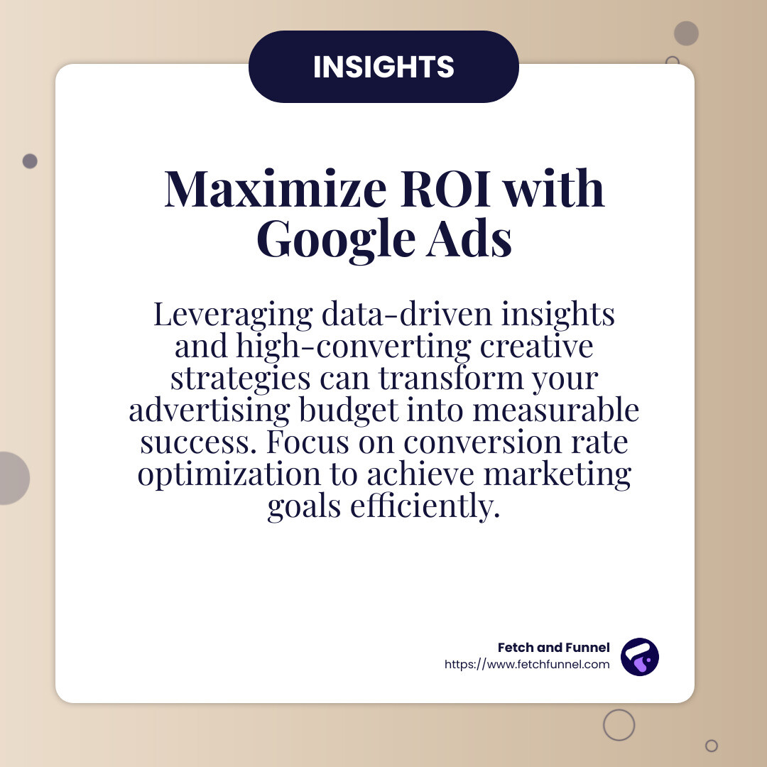 Fetch and Funnel specializes in digital marketing, offering full funnel advertising, creative strategy, and conversion rate optimization to help brands scale profitably. - Google Ads Agency infographic simple-info-card