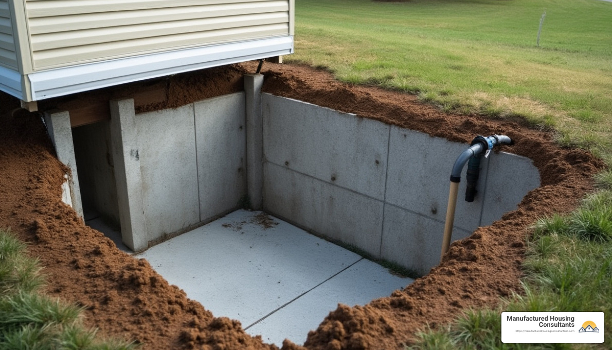 Crawlspace foundations help prevent moisture and provide easy maintenance access - mobile home foundation types