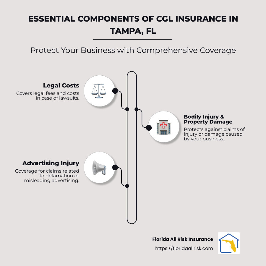 Infographic on Commercial General Liability Insurance Coverage in Tampa - commercial general liability insurance in tampa florida infographic infographic-line-3-steps-neat_beige