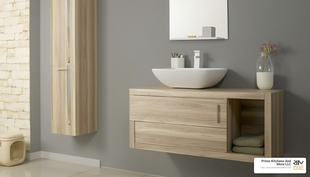 Floating vanity in a small bathroom - small master bathroom ideas