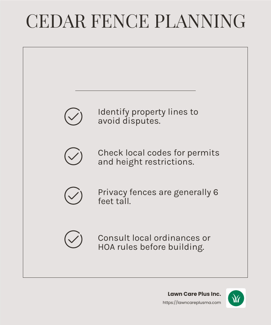 Cedar Fence Height Chart - building a cedar fence infographic checklist-light-beige