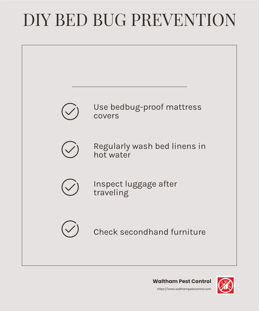 DIY prevention tips for bed bugs - bedbugs on mattress infographic checklist-light-beige