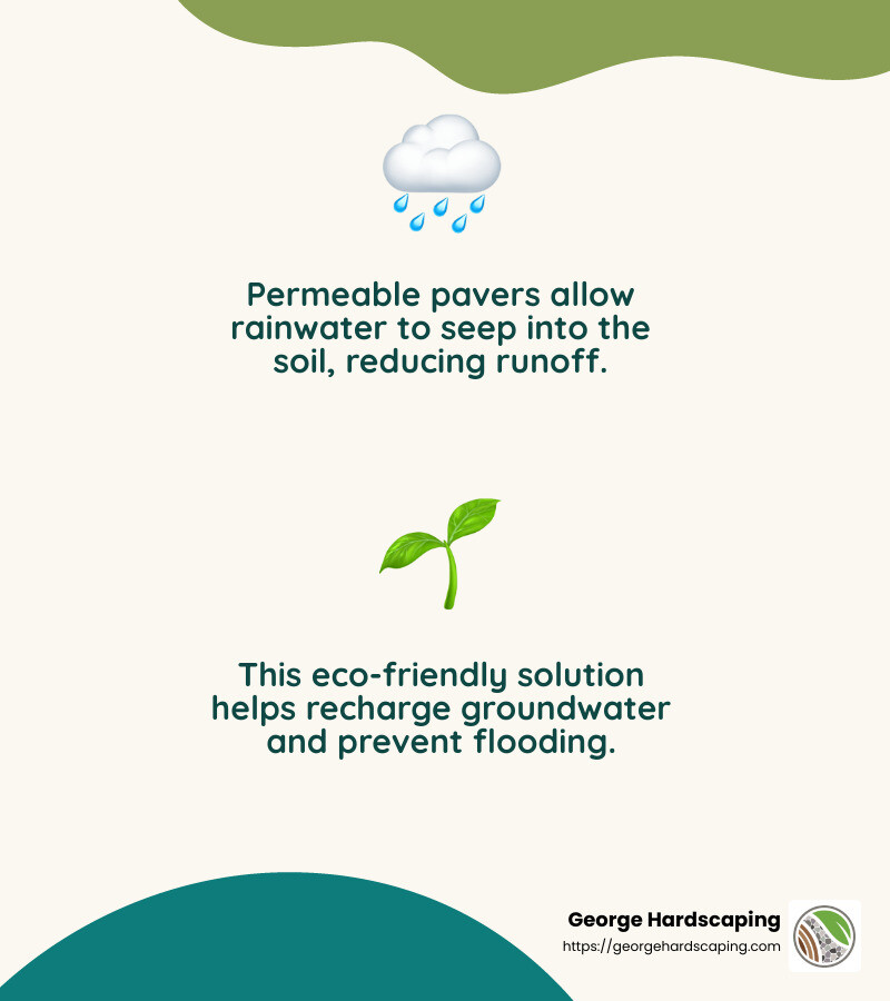 Permeable pavers allow rainwater to filter back into the soil, reducing runoff and improving water quality. - Paver Driveway Company infographic 2_facts_emoji_nature