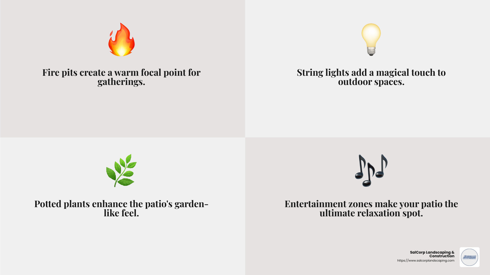 Creating a Cozy Atmosphere with Fire Pits - backyard and patio infographic 4_facts_emoji_grey