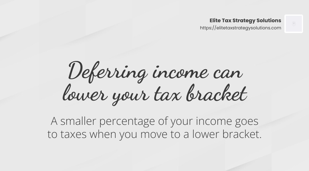 Lowering your tax bracket can save significant money on taxes. - how to defer income to next year infographic simple-stat-landscape-light
