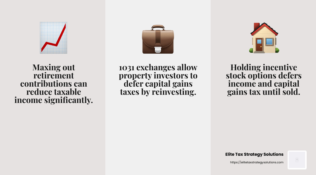 1031 exchanges help defer capital gains taxes in real estate. - how to defer income to next year infographic 3_facts_emoji_grey