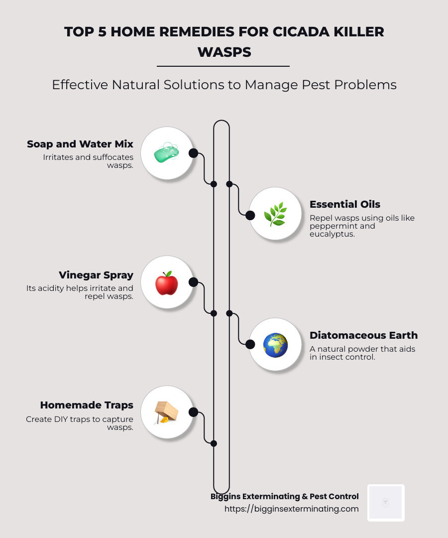 easy home remedies for cicada killers infographic - home remedy to kill cicada killers infographic infographic-line-5-steps-neat_beige