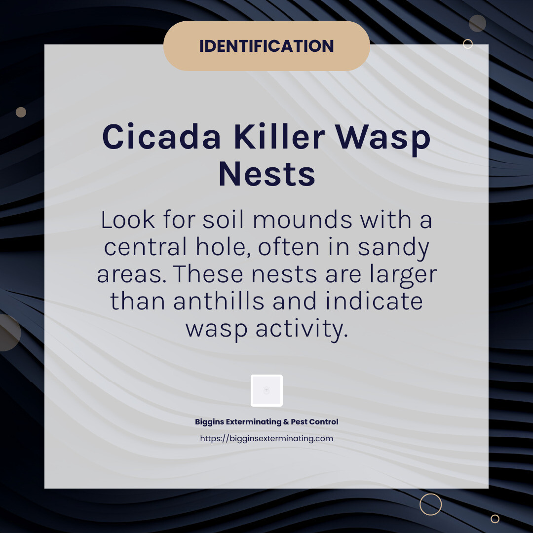 Cicada Killer Wasp Identification and Behavior - home remedy to kill cicada killers infographic simple-info-card-dark
