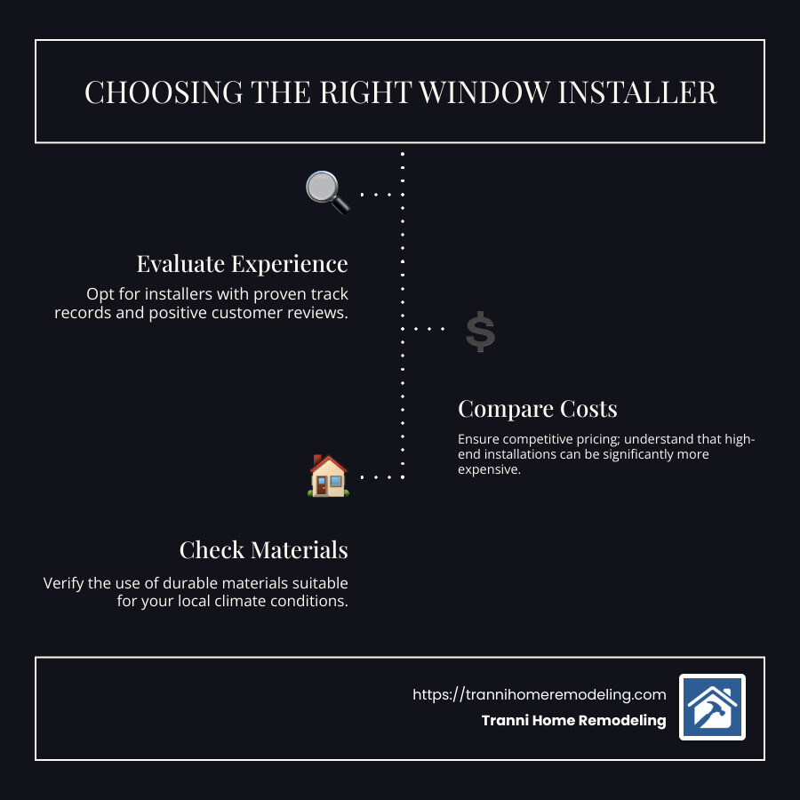 Steps to Choose a Window Installer - window installer infographic infographic-line-3-steps-dark