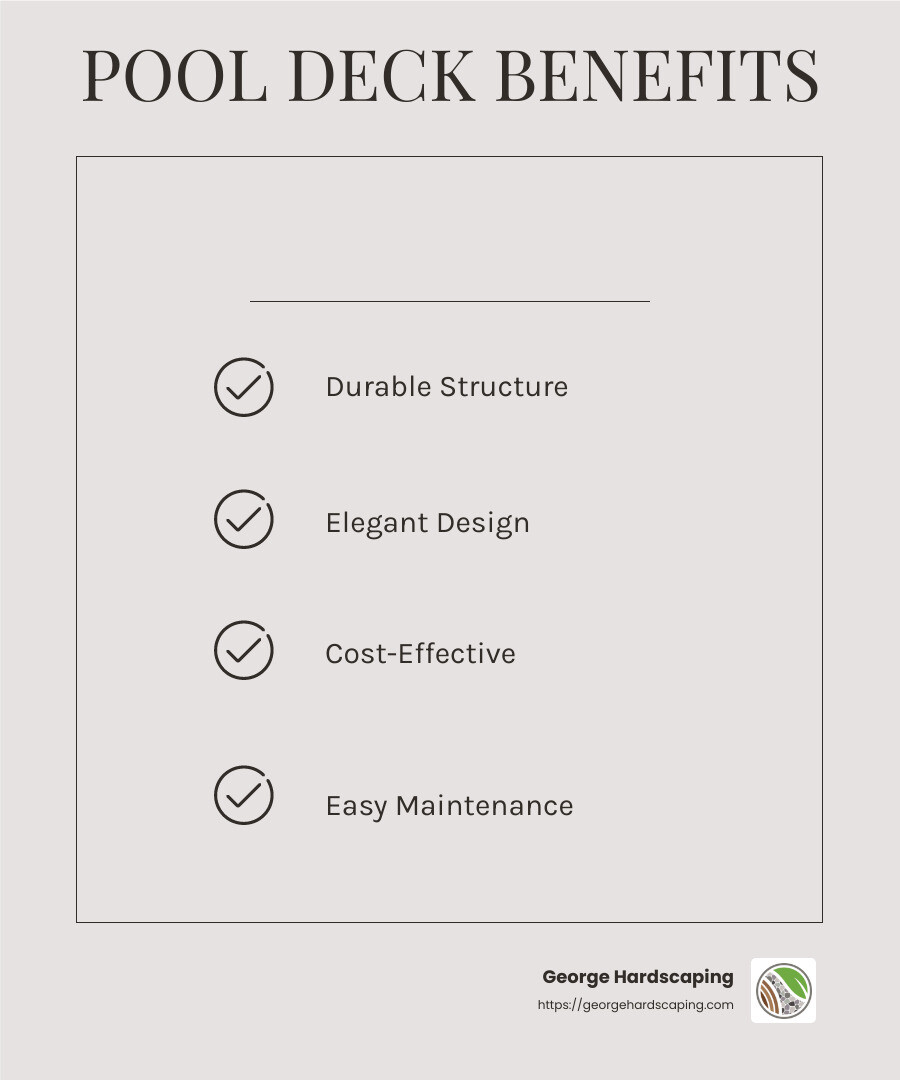 Cost-Effective Pool Decking - herringbone brick pool deck infographic checklist-light-beige
