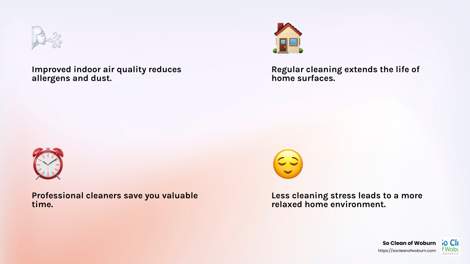 Improved indoor air quality leads to healthier living conditions - residential cleaning services infographic 4_facts_emoji_light-gradient