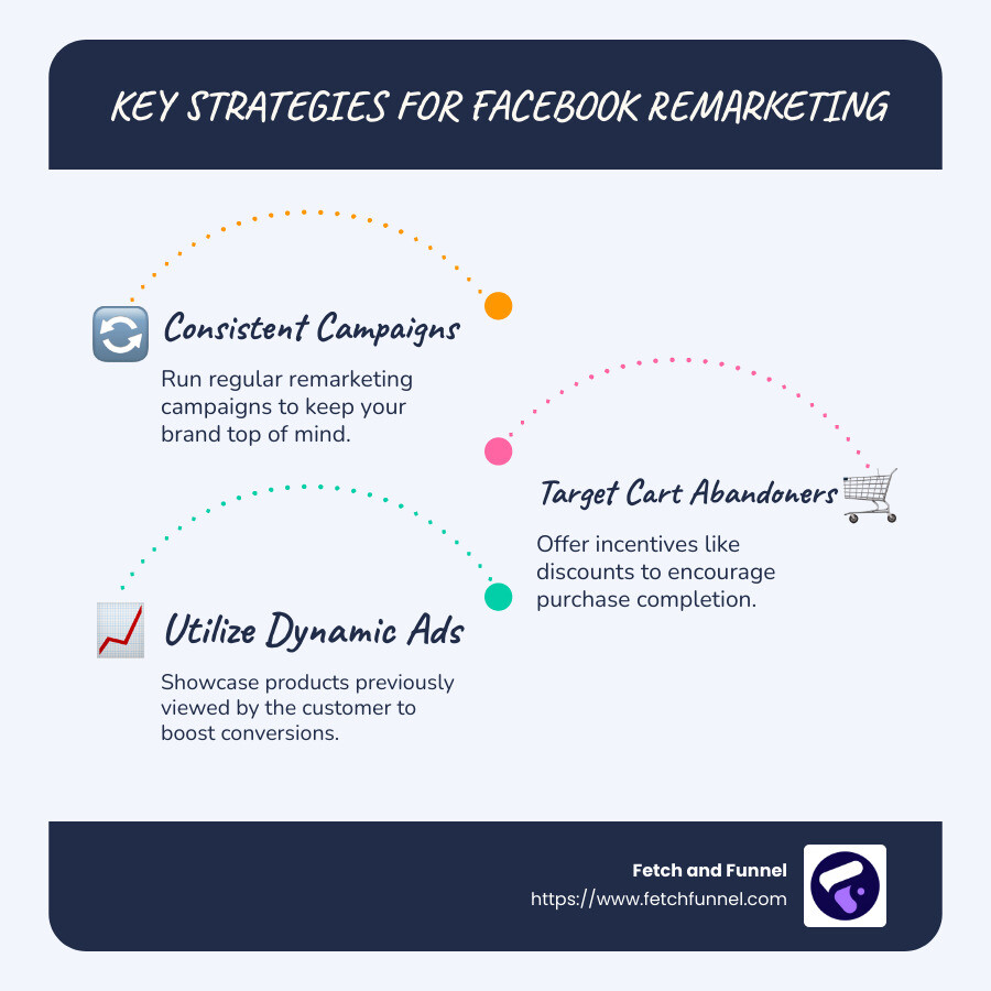 9 Types of Effective Facebook Ads - facebook remarketing ads infographic infographic-line-3-steps-blues-accent_colors