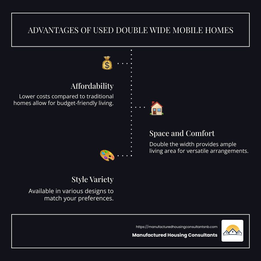 Affordable double wide homes infographic - used double wide mobile homes for sale infographic infographic-line-3-steps-dark