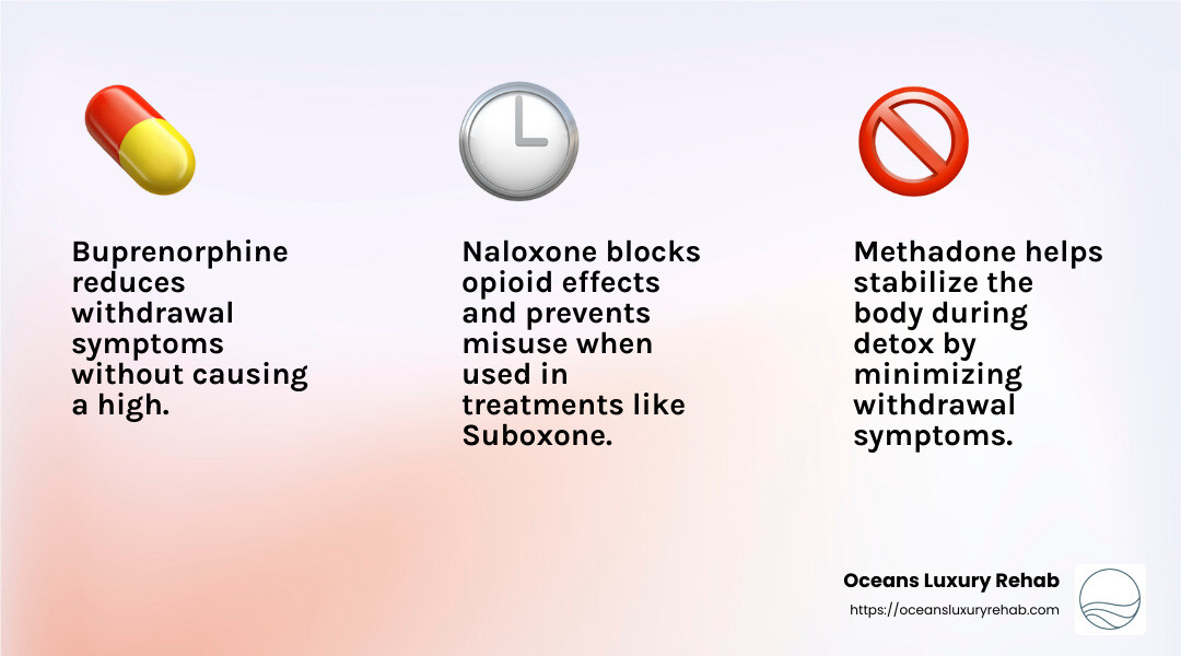 Buprenorphine's role in easing fentanyl withdrawal symptoms - fentanyl detox infographic 3_facts_emoji_light-gradient
