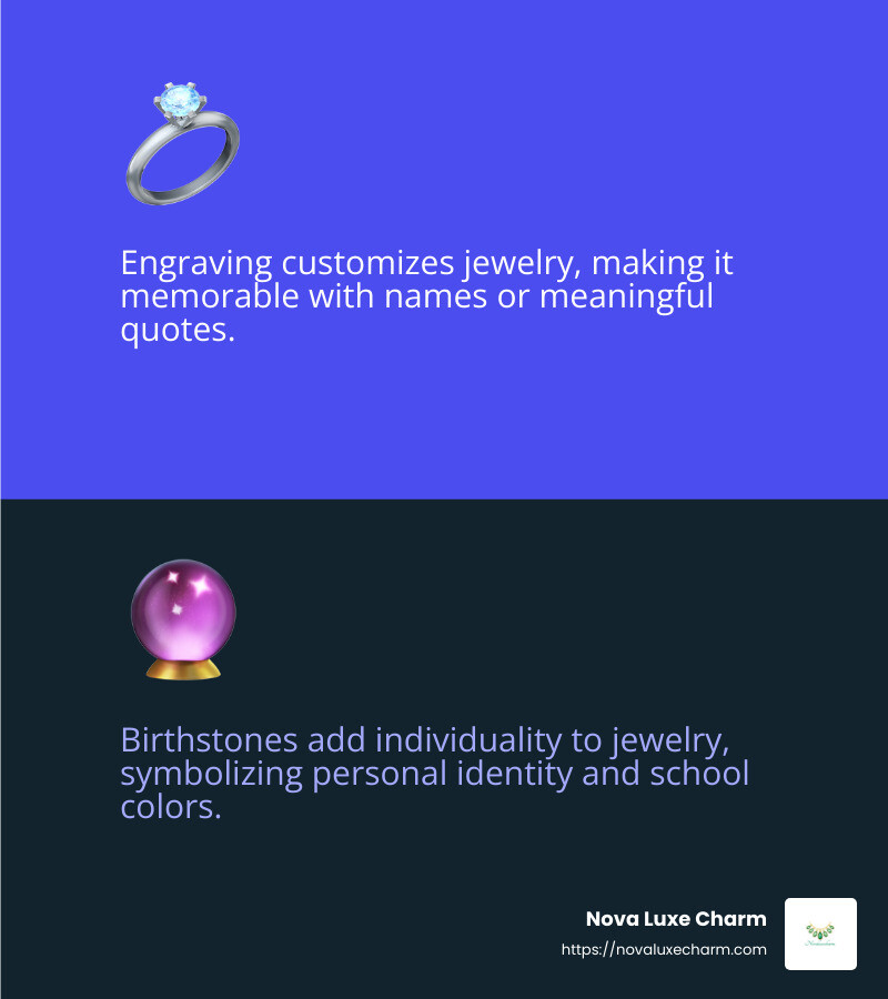 Birthstone jewelry is gaining popularity for its personal and meaningful touch. - Graduation jewelry for women infographic 2_facts_emoji_blue
