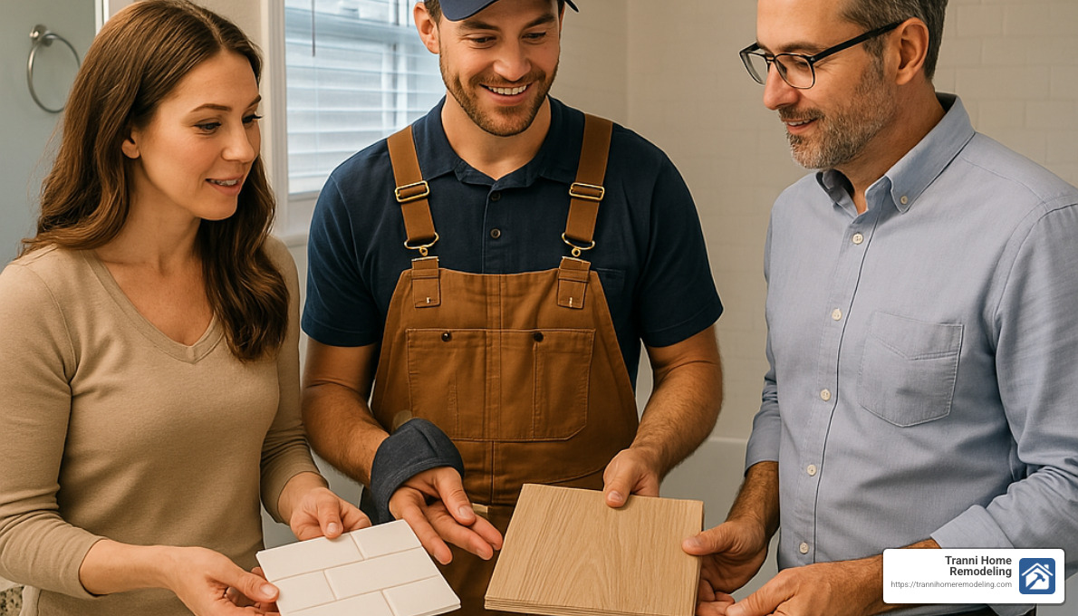 bathroom remodel contractor consultation with homeowner - bathroom remodel contractors