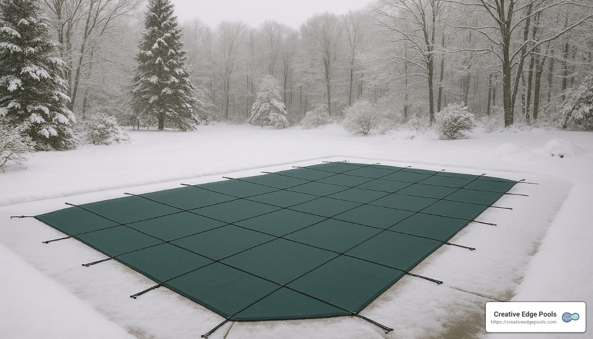 Massachusetts gunite pool with winter safety cover - gunite pool massachusetts