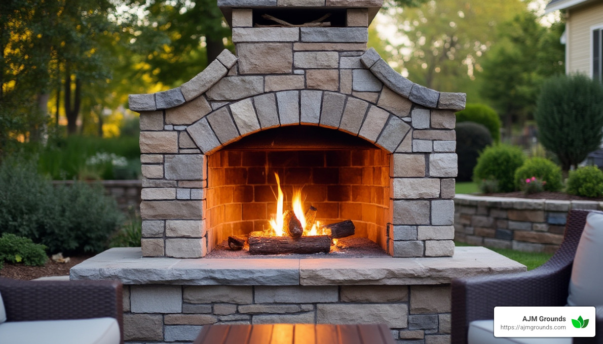 wood-burning outdoor fireplace - custom built outdoor fireplaces