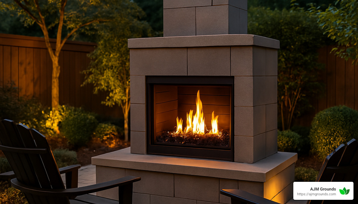 gas-burning outdoor fireplace - custom built outdoor fireplaces
