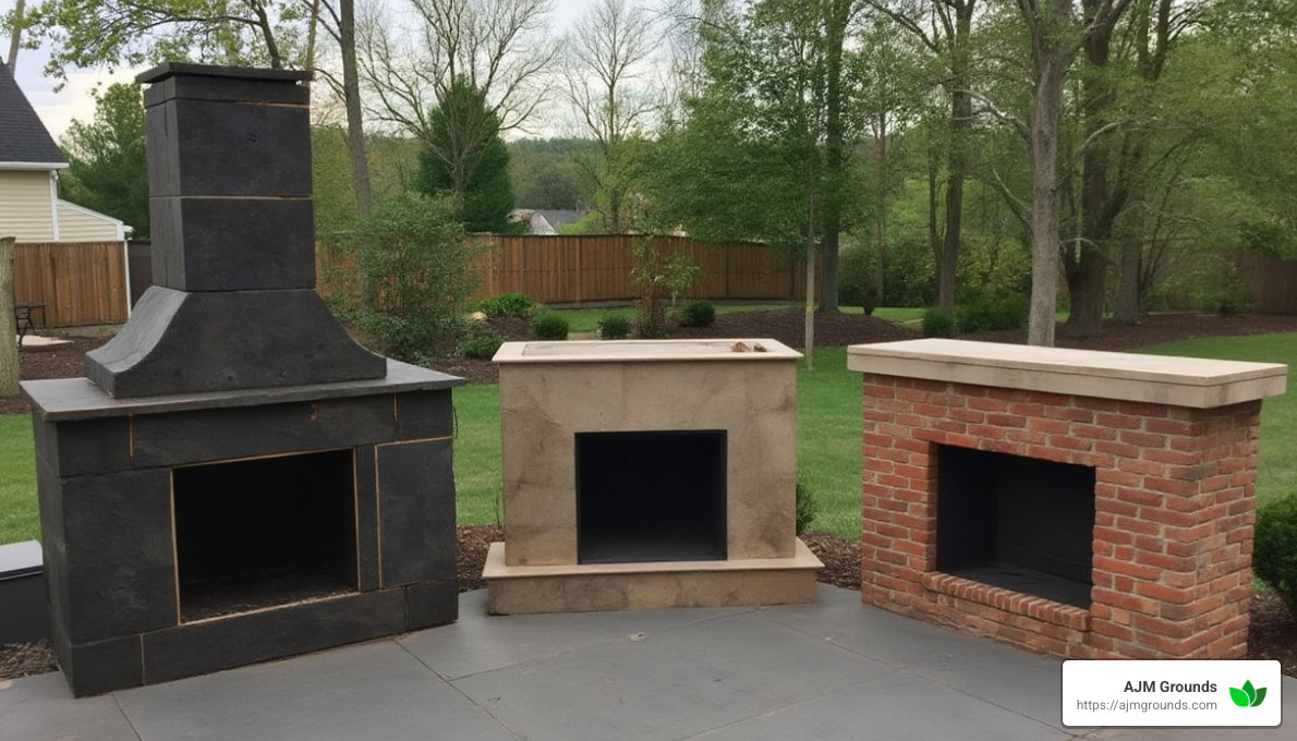 various materials used in custom outdoor fireplaces - custom built outdoor fireplaces